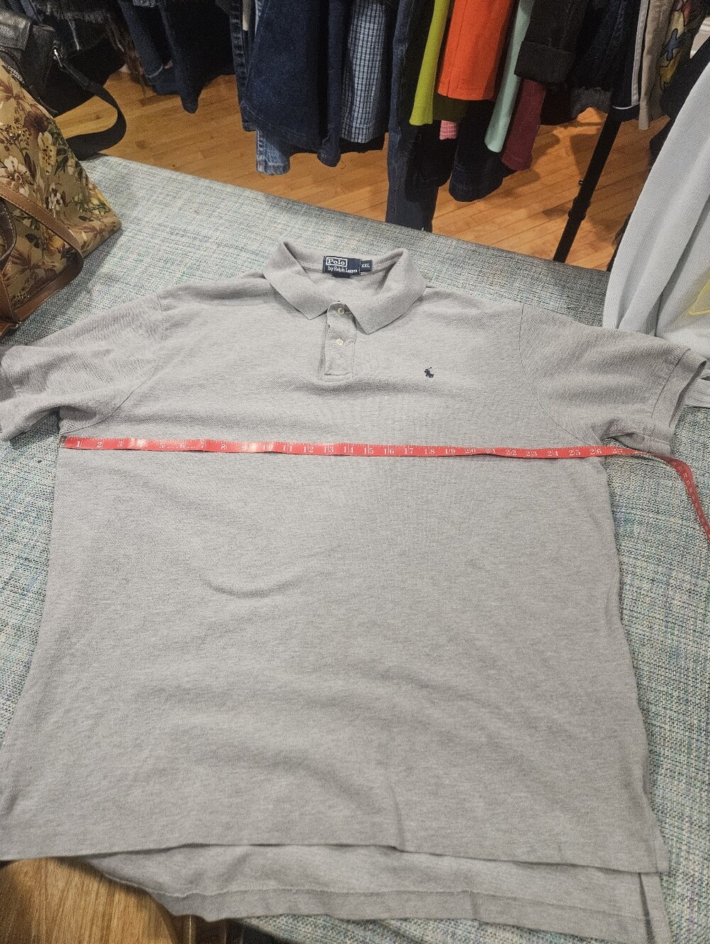 Ralph Lauren Light Gray Polo Shirt - Short Sleeve Classic *2 Small Pinholes*